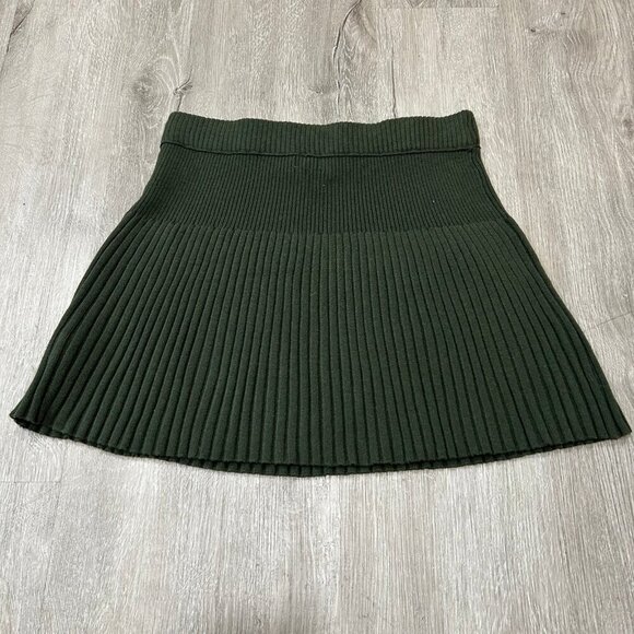 NWT Aerie Take Charge Sweater Skirt Dark Olive Green Mini Pleated Size Small - Picture 4 of 4